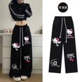 thumbnail image 3 of Pantalones deportivos casuales con estampado de Hello Kitty estilo retro americano de Sanrio, pantalones deportivos de pierna ancha estilo hip hop, ropa de calle para mujer, verano 2024, 3 of 3