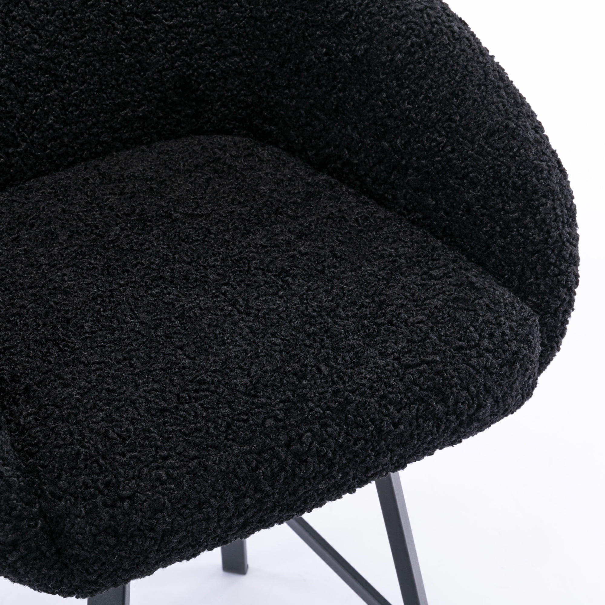 Zesthouse Swivel Counter Height Bar Stools Set of 1, 26.4" Counter Height Sherpa Upholstered Barstools with Barrel Back and Arms, Modern Counter Stool for Pub Kitchen Island, Black