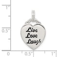 thumbnail image 2 of 925 Sterling Silver LIVE LAUGH LOVE Heart Shaped Pendant, 2 of 5