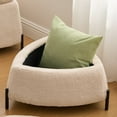 thumbnail image 5 of GZXS 2-Piece Faux Fur Ottoman Set with Storage, Modern Upholstered Triangle Pouf Footrest Stools with Metal Legs & Reversible Tray Top, Versatile Coffee Table or Shoe Bench (Light Camel), 5 of 8
