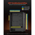 thumbnail image 3 of VEVOR Caja para juegos de PC de torre media con 4 ventiladores ARGB de 120 mm para placa base ATX, 3 of 9