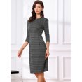 thumbnail image 4 of DARING DIVA Vintage Houndstooth 3/4 Sleeve Bodycon Dress XL Dark Grey, 4 of 6