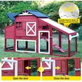 thumbnail image 4 of Aivituvin Mobile Chicken Coop with Run, Large Wooden Hen House Poultry Cage with Wheels, Nesting Box, Pull-Out Tray, Waterproof Roof, Red, 4 of 9