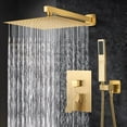 thumbnail image 2 of Brushed Gold Shower Faucet Set 12"Rainfall Head System With Valve kit Wall Mount, 2 of 18