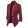 thumbnail image 3 of MixMatchy Women's Casual Work Solid Open Front 3/4 Sleeve Blazer Jacket with Plus Size, 3 of 4