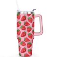 thumbnail image 2 of 40oz Cute Red Strawberry Stainless Steel Flip Straw Tumbler Spill Proof Travel Cup Double Wall Vacuum Insulated Coffee Mug with Top Handle, 2 of 6