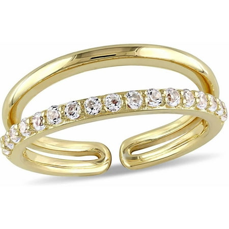 Miabella 3/4 Carat T.G.W. White Topaz Yellow Rhodium-Plated Sterling Silver Anniversary Ring