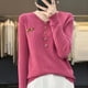 thumbnail image 5 of Suéteres de mujer nuevos de 2023, suéteres de punto con cuello en V para primavera y otoño, camisa holgada de cachemira, suéter de moda, suéter sólido, 5 of 5