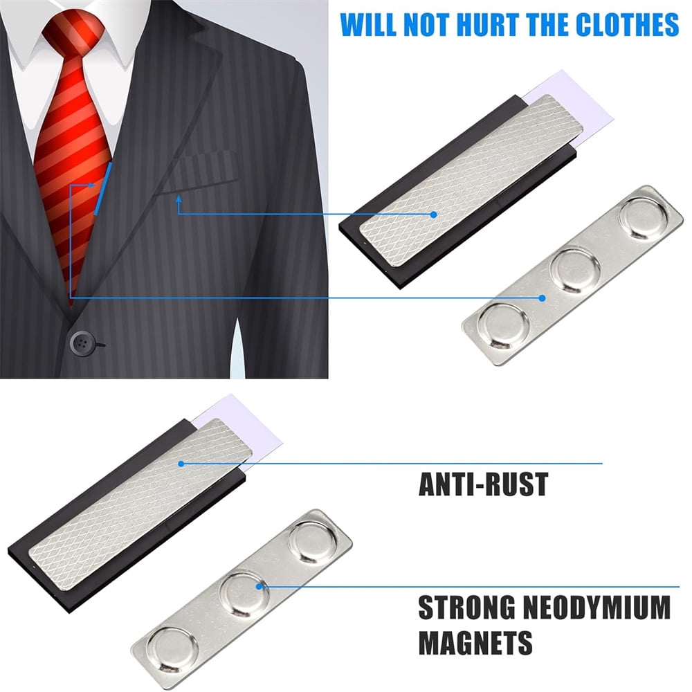 Heyingu 10 Pairs Name Badge Magnets Magnetic Picture Hanger for Wall Name Tags/ID Badge Magnets with Adhesive on Front Plate for Secure and Professional Wear