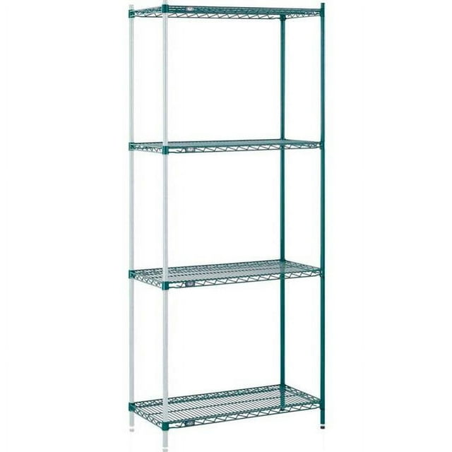 Nexel A12486G 12 x 48 x 63 in. Poly 4 Tier Wire Shelving Add-On Unit, Green Epoxy
