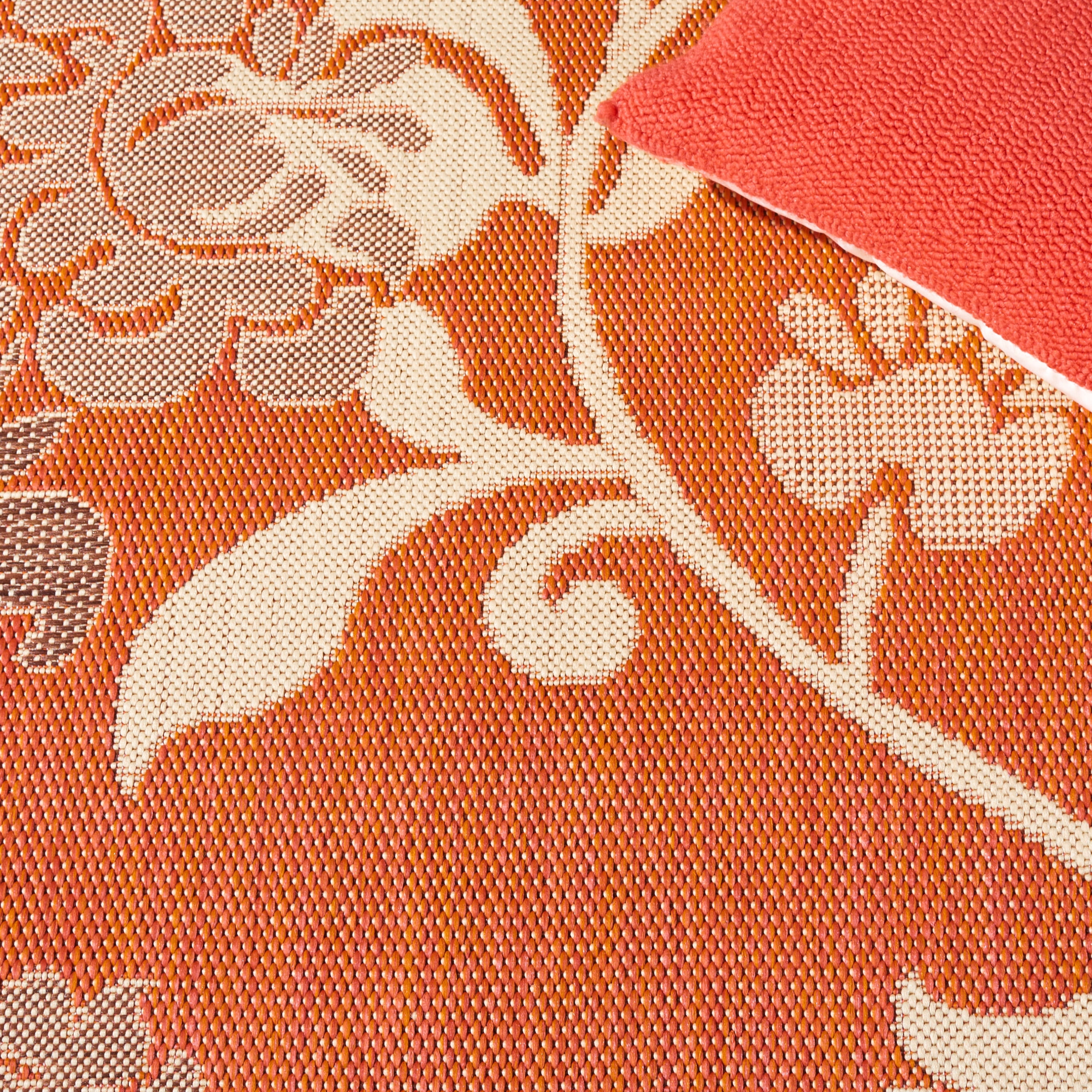 SAFAVIEH Courtyard Cindy Floral Indoor/Outdoor Area Rug, 5'3" x 7'7", Terra Natural/Brown