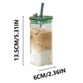 thumbnail image 3 of Dvruxg Heat Resistant Glass Cups with Straw, Square Heat Resistant Transparent Coffee Glass Cup with Lid and Straw, Cold Drinks Cups, Juice, Milk Cup, 3 of 5