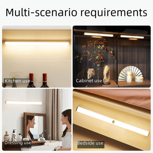 Tira de luces LED automática inalámbrica, luz nocturna, carga de armario de cocina, luz de inducción, luz de inducción inteligente del cuerpo humano