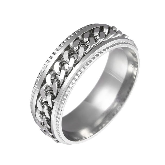 DPTALR Stainless Steel Ring Sand Blast Outer Band Spins Ring Wonderful Gift