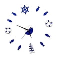 thumbnail image 3 of thinsony Mediterranean Style Wall Clock Rudder Tower Small Fish DIY Mute Clock Blue, 3 of 9