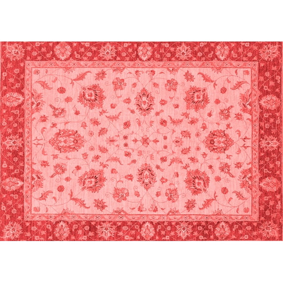 Ahgly Company Machine Washable Indoor Rectangle Oriental Red Traditional Area Rugs, 5' x 7'