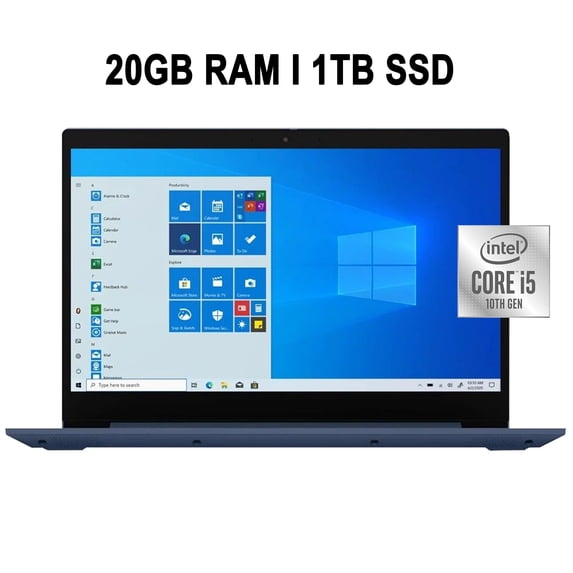 Lenovo IdeaPad 3 Business Laptop Computer 15.6" HD Touchscreen Display 10th Gen Intel Quad-Core i5-10210U Up to 4.2 GHz 20GB RAM 1TB SSD HDMI Dolby Webcam Win10