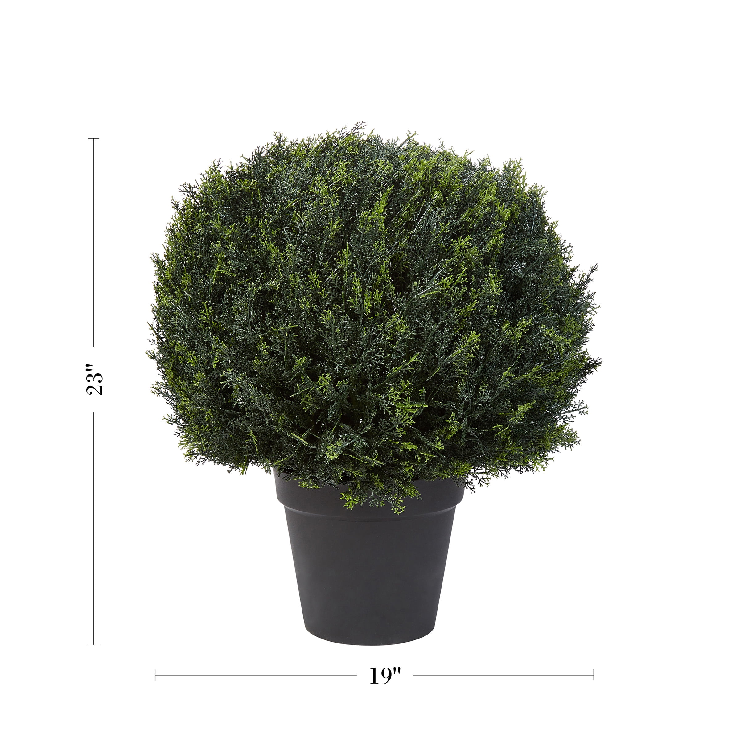 Pure Garden 23” Artificial Cypress Topiary - Ball Style Faux Plant in Sturdy Pot - Potted Shrub