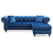Glory Furniture Nola Sofa Chaise in Navy Blue Color