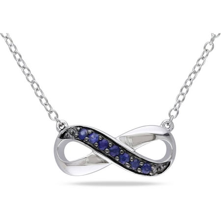 1/7 Carat T.G.W. Sapphire Sterling Silver Infinity Necklace, 18