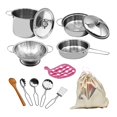 thumbnail image 1 of 12 PCS Ensemble de Cuisine Faire Semblant de Jouer avec le Sac de Rangement Simulé Cuisine Jouet en Acier Inoxydable Pot Casserole Pelle Cuillère Enfants Chef Rôle Ensemble de Cuisine Jeu de Jeu Cadeau Éducatif pour les Enfants Filles Garçon, 1 of 6