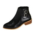 thumbnail image 4 of Roncen Women's Fashion Autumn Winter Casual Retro Ankle Boots - Versatile Mid Heel Chunky Heel Pointed Toe with Buckle Decor and Side Zipper, 4 of 8