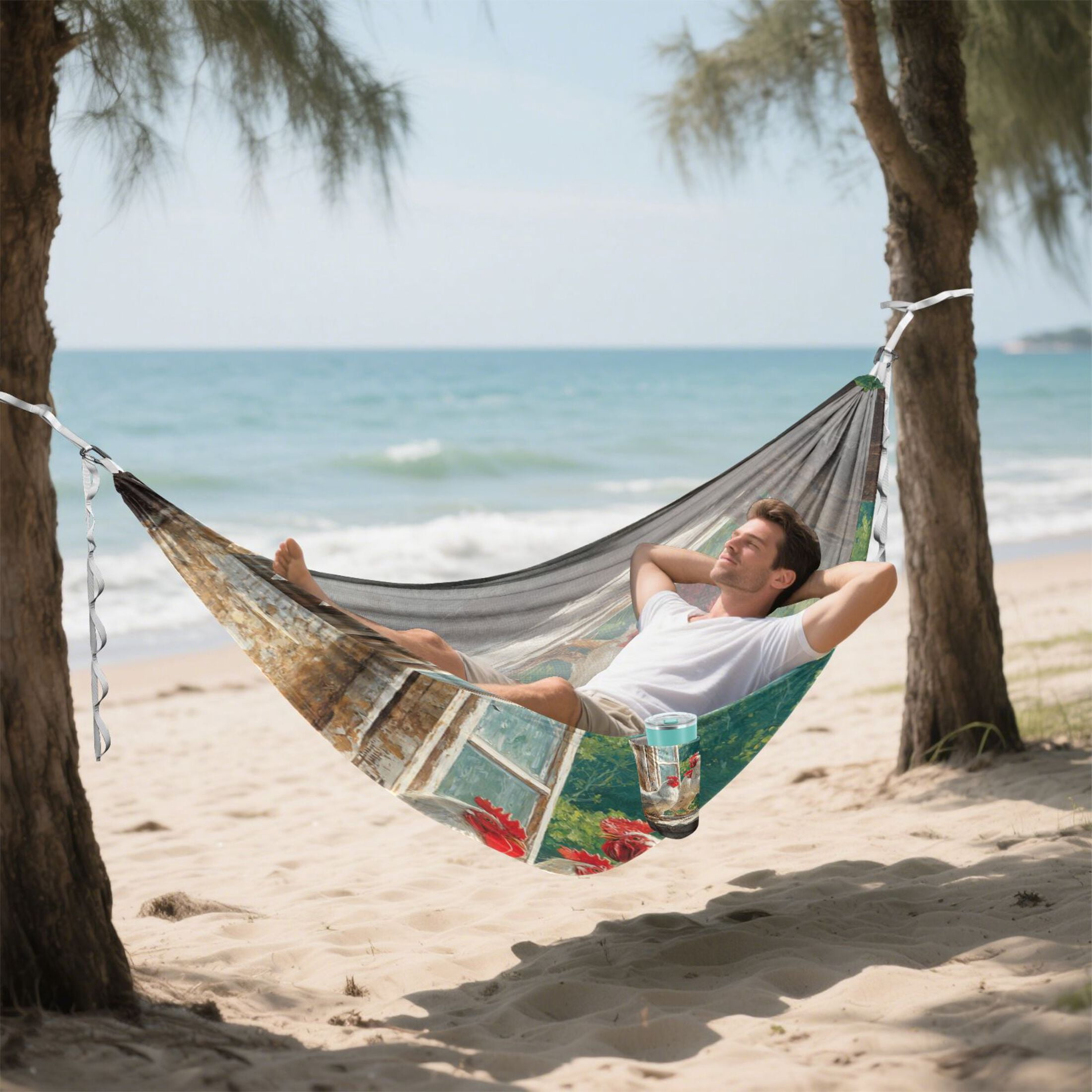 Hammock Camping Hammock Nylon Portable Hammock Travel Camping Hammock White Chickens on Windowsill