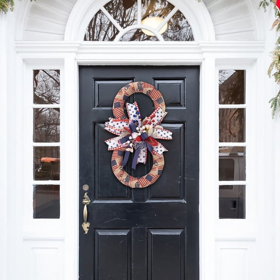 PALIFEUR 4th of July Wreath, 17.72 Inch Patriotic Wreaths for Front Door, Artificial Floral Door Wreaths Decorations for Memorial Day Independence Day Veterans Day, Red Blue White