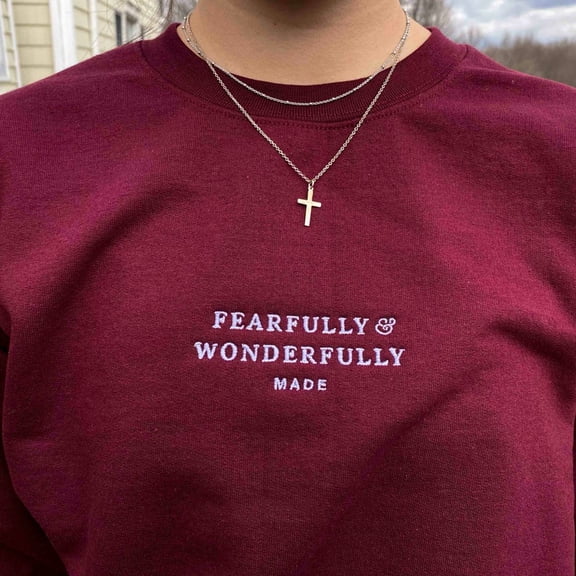 Fearfully And Wonderfully Made Christian Embroidered Sweatshirt