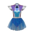 thumbnail image 5 of Aislor Womens Shiny Metallic Space Alien Color Block Tutu Dress with Headwear Outfits Blue XL, 5 of 7
