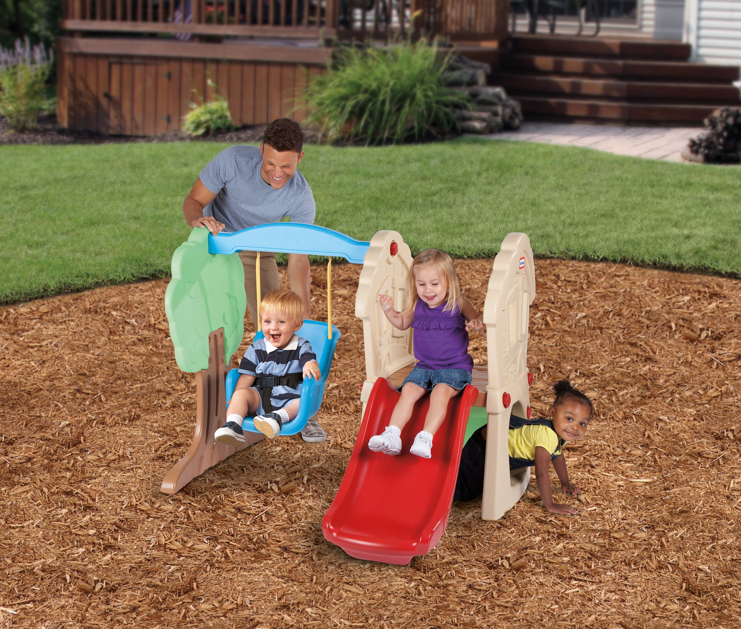 Little Tikes Hide And Seek Climber and Swing - Kids Slide Backyard Play Set - 3