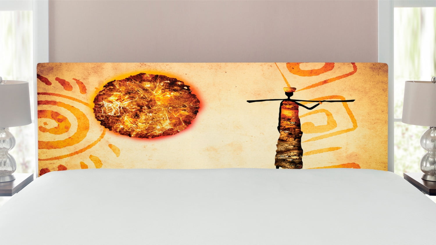 African Headboard, Exotic Patterns with Sun and Infinity Cultural