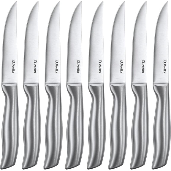 D.Perlla Steak Knives, Non Serrated Stainless Steel Sharp Steak Knife Set of 8 with Gift Box