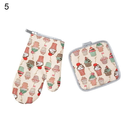 

Trayknick 1 Set Heat Insulation Anti-scalding Glove Comfortable Wearing Cotton Practical More Thicken Oven Glove for Home