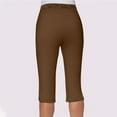 thumbnail image 4 of cocolona Capri Pants for Women Casual Summer 2025 Elastic Waist Yoga Cropped Pants Side Button Slit Capri Leggings with Pockets Brown M, 4 of 7