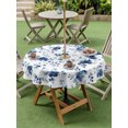 thumbnail image 5 of Outdoor Tablecloth with Umbrella Hole Zipper Indigo Blue Wildflower Round Tablecloth 60" Waterproof Outside Table Cloth Classic Florals Farmhouse Botanical Patio Table Cover Tablecloths for Picnic, 5 of 8