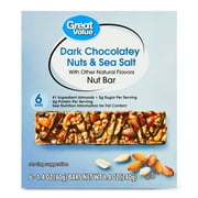 Great Value Dark Chocolatey Nuts & Sea Salt Nut Bars, 1.4 oz, 6 Count