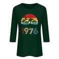 thumbnail image 2 of Uootdi Hauts pour Femmes Manches 3/4 Col Rond Imprimé Palmier Coucher de Soleil 1976 Coupe Décontractée Rétro Plage Vacances T-Shirts Cadeau, 2 of 4