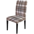 thumbnail image 2 of Chair Covers Coffee Color Checkered Washable Chair Cover Set of 6 Elastic Chair Cover for Kitchen Home or Party, 2 of 4