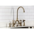 thumbnail image 4 of Kingston Brass KS7793AXBS English Country Bridge Kitchen Faucet with Brass Side Sprayer, Antique Brass, 4 of 8