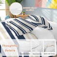 thumbnail image 2 of 3 Piece Navy Blue Khaki Striped Duvet Cover Set Twin Size, Microfiber Comforter/Quilt Cover with Corner Ties and 2 Pillowcases, Gradient Horizontal Lines All Season Soft Bedding with Zipper Closure, 2 of 8