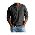 thumbnail image 5 of Men's Fashion Vintage Distressed Pocket Long-Sleeve Shirt,Long Sleeve Distressed Washed V Neck Button Shirts, 5 of 8