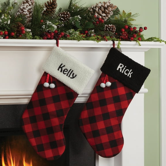 Personalized Plaid Christmas Stocking - Available In Multiple Colors