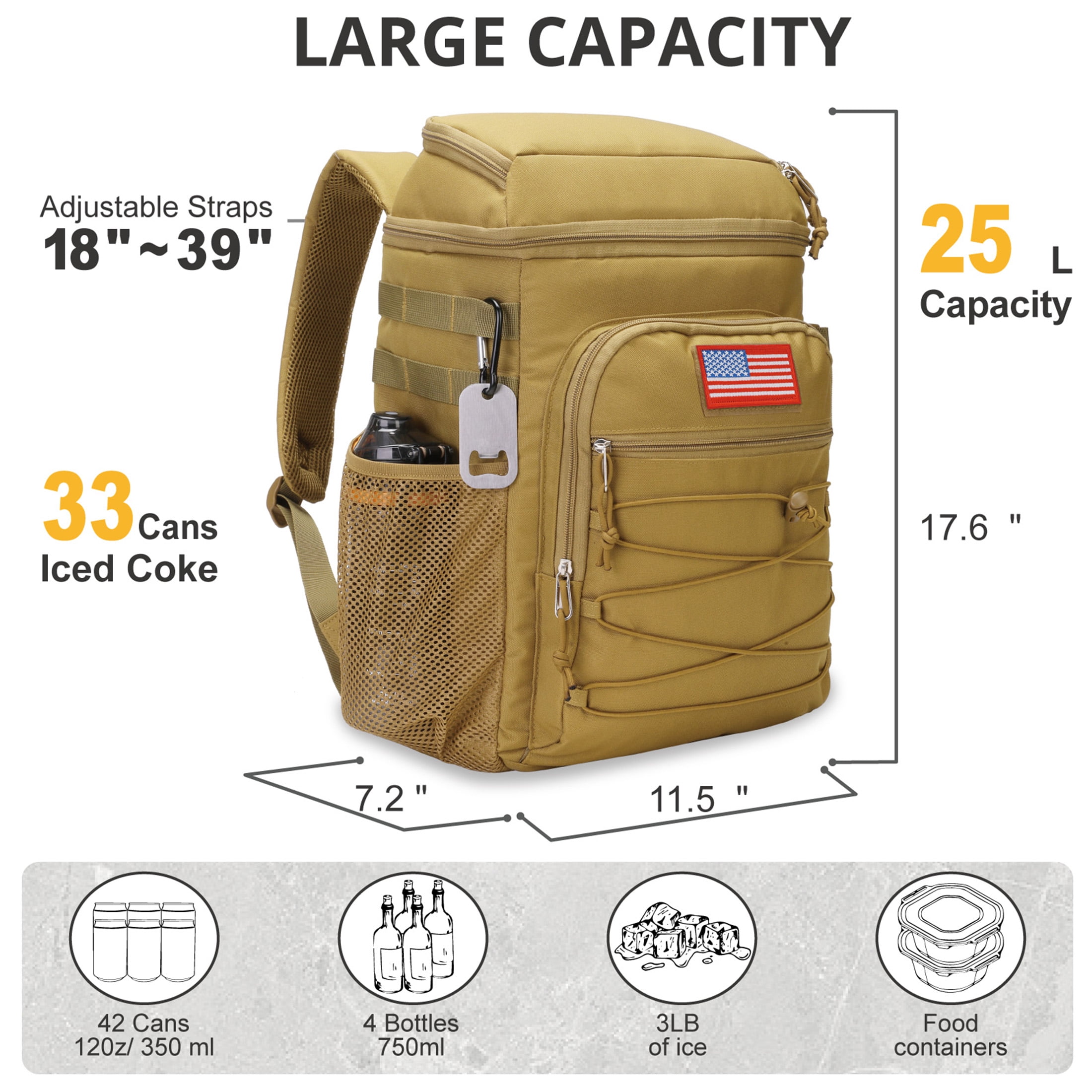 Backpack Cooler for Men, 25L Cooler Backpack Insulated LeakProof, Heavy Duty Lunch Bag