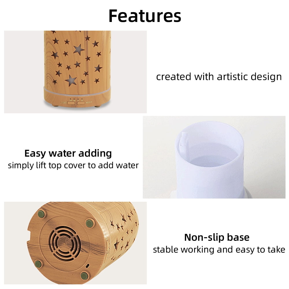 200ml Essential Oil Diffuser for Home 7 LED Color Changing, Ultra Quiet, BPA-Free Aromatherapy Diffuser for Office, Yoga & Sleep