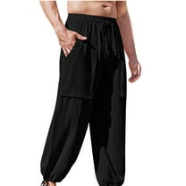 Men's Fashion Drawstring Elastic Waist Solid Color Casual Length Pants Capri Leggings For Men Mens Athletic Leggings Scrunch Adult Snow Pants Black Leggings For Men