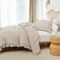 thumbnail image 2 of SPRINDAY Queen Comforter Set For Adult, 3 Piece Ruffle Oatmeal Comforter Sets All Season, 2 of 9
