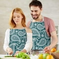 thumbnail image 3 of Teal Paisley Pattern Apron-Garden Aprons for Women with Pockets-Cotton Linen Waterproof Kitchen Cooking Gardening Aprons Adjustable for Kitchen,Cooking,BBQ and Salon 33x27 Inch, 3 of 7