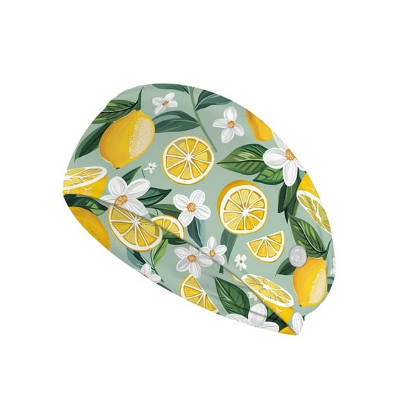 COEQINE Lemon Green Leaves Nurse Button Headband Nurse Headband with Buttons Headbands for Nurses Sweatband for Running,Workout,Basketball Nurse Headbands Bulk