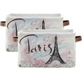 thumbnail image 2 of GZHJMY Eiffel Tower Storage Basket with Handles Collapsible Storage Bins Canvas Fabric Storage for Shelves Closet Bedroom Living Room 1Pack Collapsible Organizer, 2 of 7